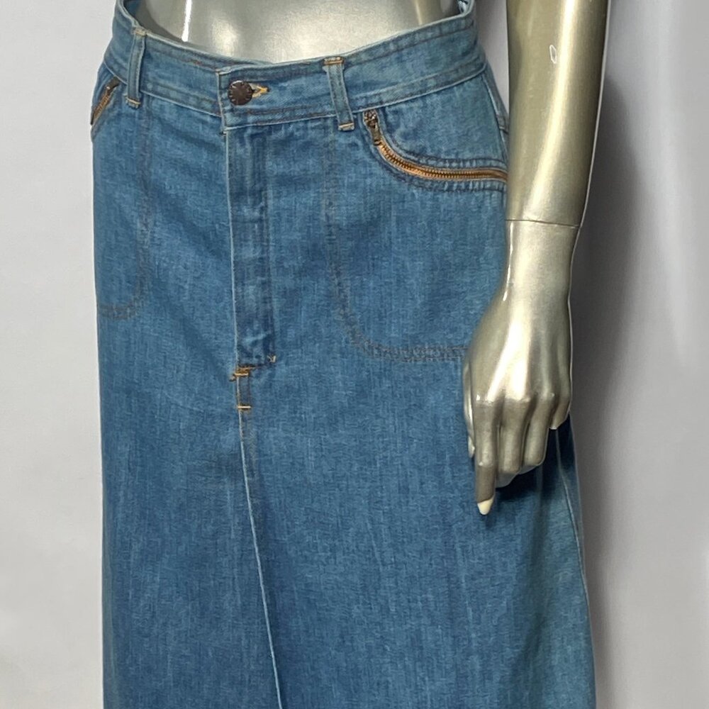 1970s Gamin For Huk A Poo Long Jean Skirt